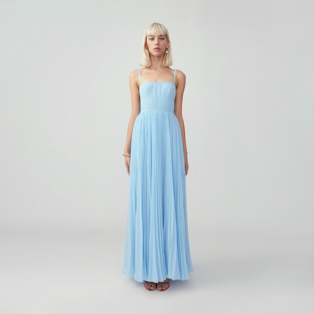 Fame & Partners Pleated Side Cutout Dress - Pale Blue Georgette - NWT